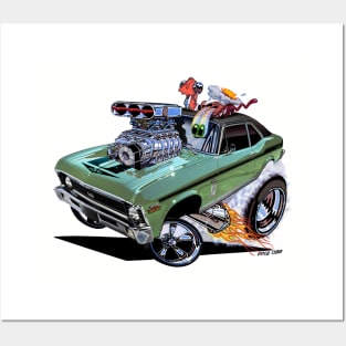 SUPER Nova green muscle car1970 Nova SS Posters and Art